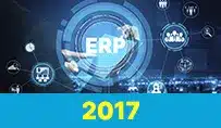 Interface digital destacando a implementação de ERP em 2017.