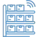 Ícone de prateleira inteligente com conectividade sem fio.